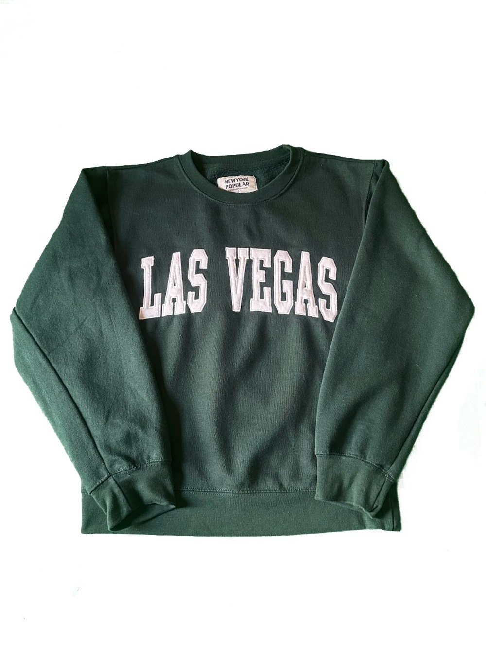 New York Popular Las Vegas Spellout Crewneck Sweatshirt Green Size Small